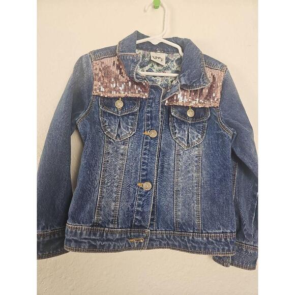 Kidscool Space Blue Sequin Shoulder Denim Jean Jacket Kids Size 4/5 - Picture 2 of 8